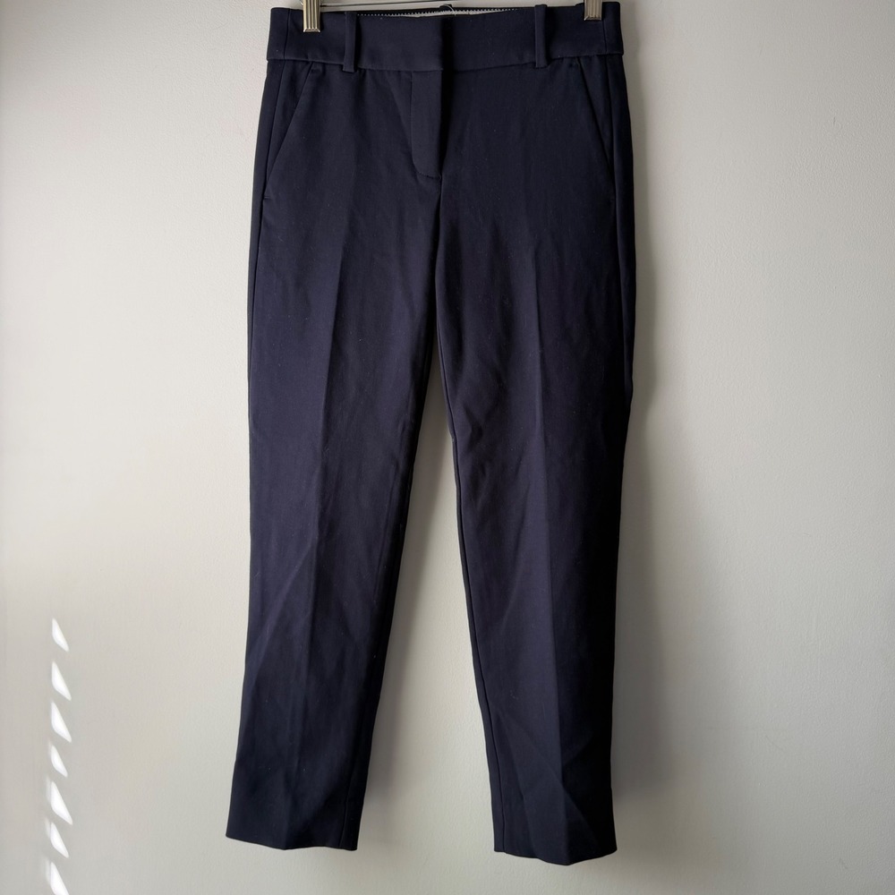 NWT J.Crew Cameron Slim Crop Pants Womens 0P Navy Blue New High Rise Bi-Stretch